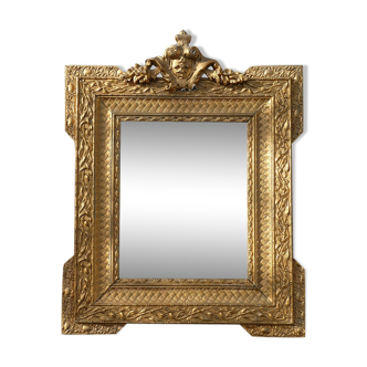 Miroir ancien en stuc et bois doré 50x65cm