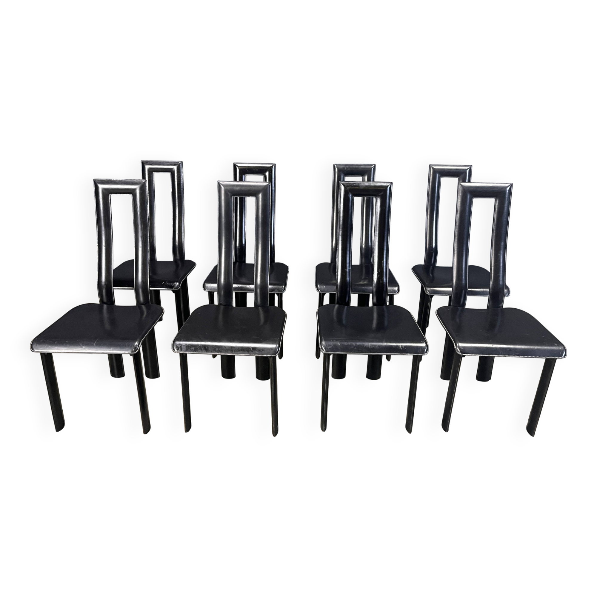 Italian Model Regia Dining Chairs by Antonello Mosca for Ycami, 1980s, Set of 8