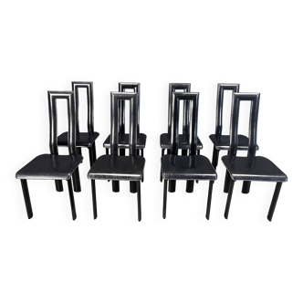 Italian Model Regia Dining Chairs by Antonello Mosca for Ycami, 1980s, Set of 8
