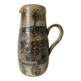 Large enamelled stoneware pitcher JC Courjault Kéraluc signed 31 cm, 1970s