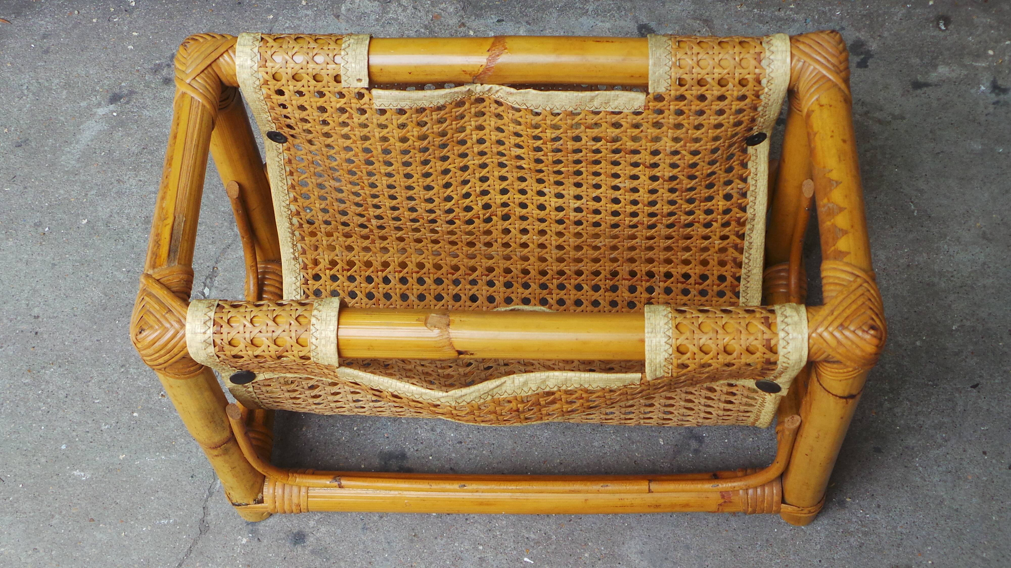 Vintage rattan magazine rack