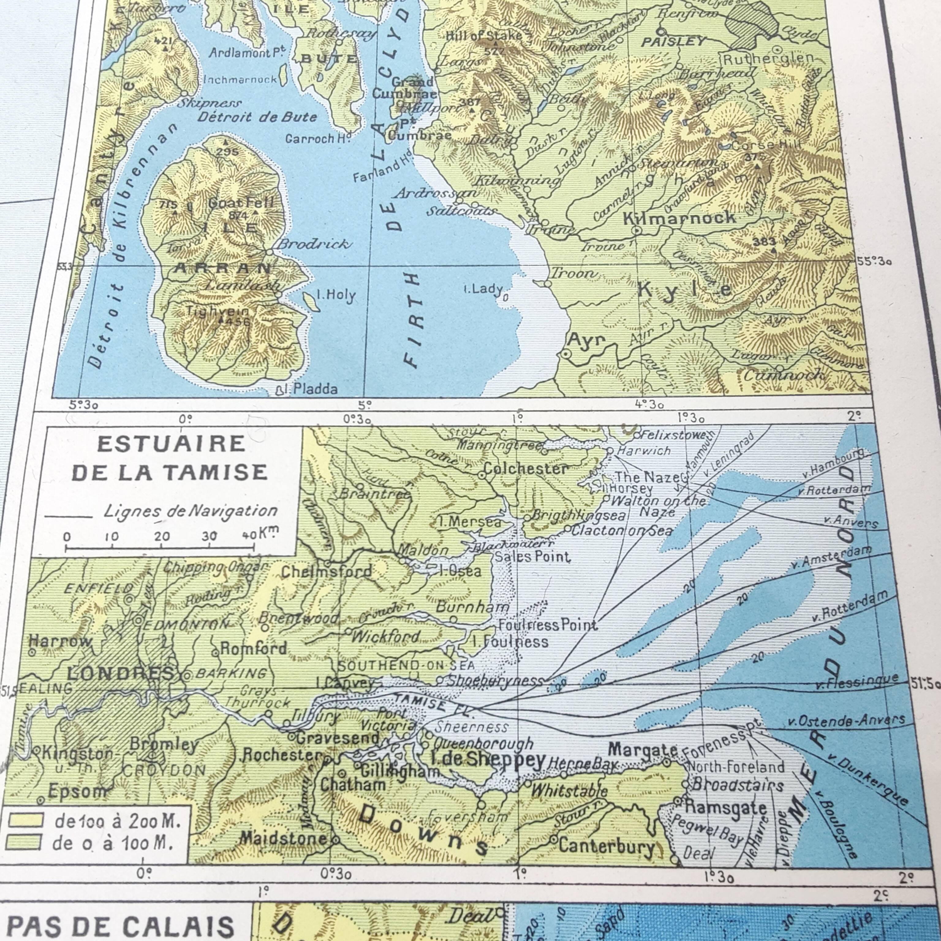 Vintage map of Great Britain and Ireland 43x43cm from 1950