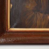 Peinture à l'huile baroque flamande du XIXe siècle dans un cadre en bois ancien
