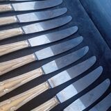 12 knives + silver metal punch from the 1950s