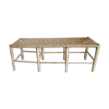 Wooden bench and straw