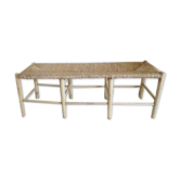 Banc bois et paille