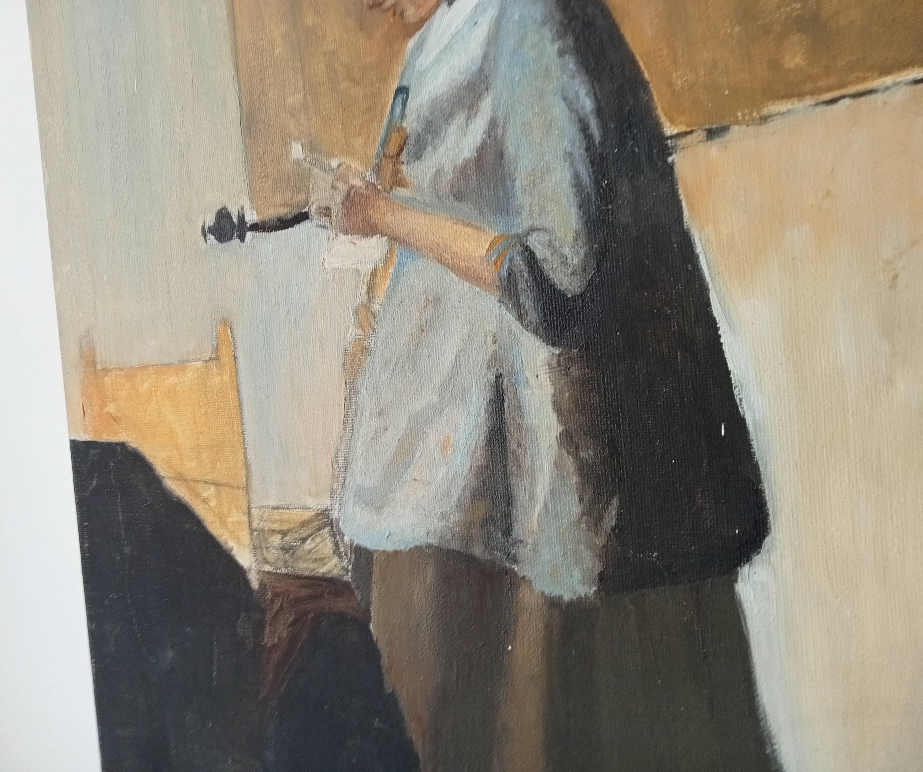 Oil on canvas "Woman in Blue Reading a Letter" after Vermeer