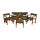 Set 6 chairs and 2 vintage Scandinavian teak and tweed chairs