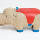Vintage rhino therapeutic toy by Renate Müller for H. Josef Leven, Sonneberg, 1960s
