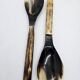 Serving cutlery set in buffalo horn and smooth bone handle