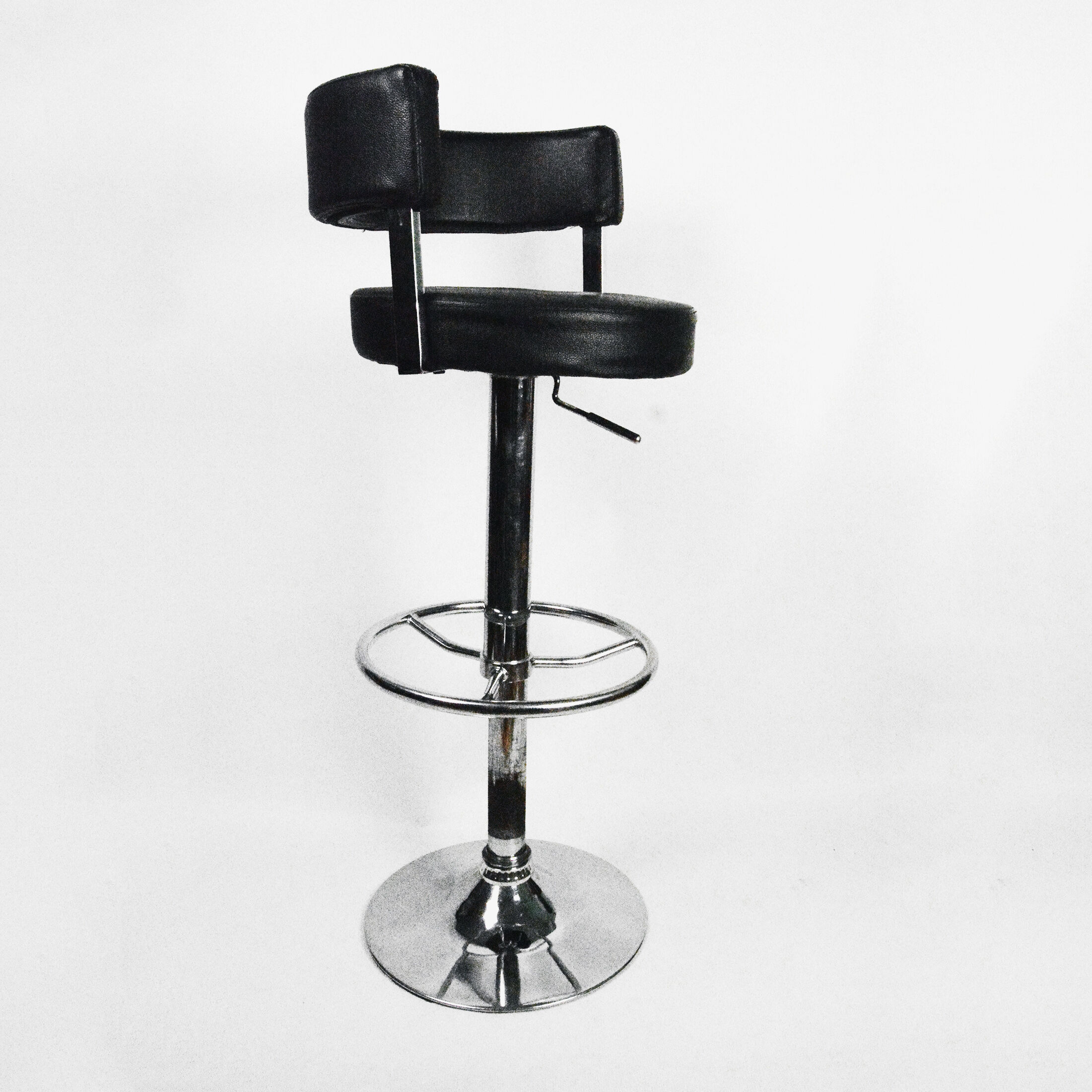 Bar stool black, eco-leather, Germany 90s