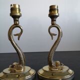 Paire de lampes de chevet en laiton années 50