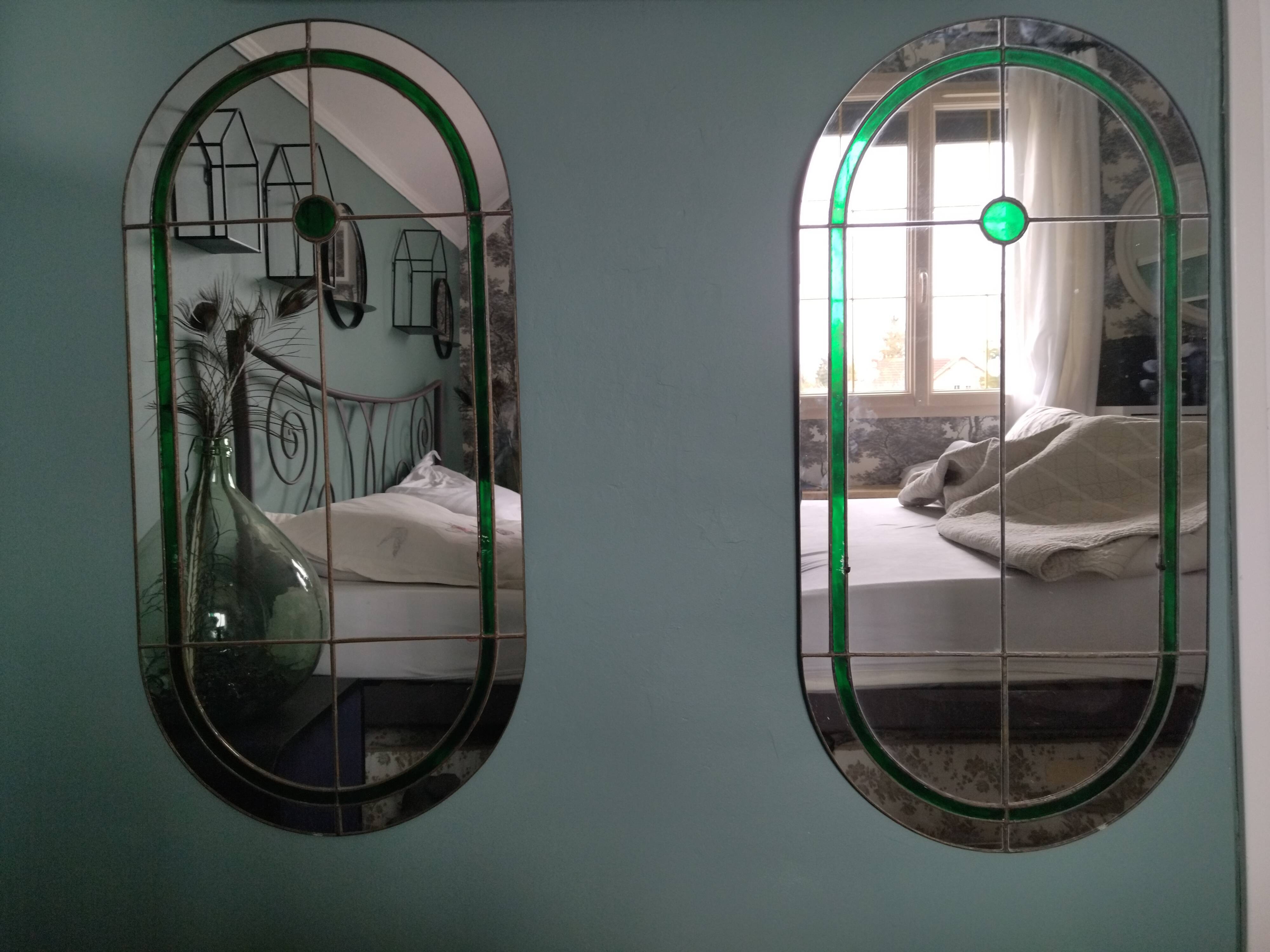 Pair of art deco wall mirrors 81x39cm