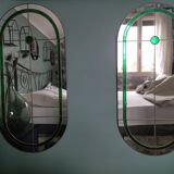 Pair of art deco wall mirrors 81x39cm