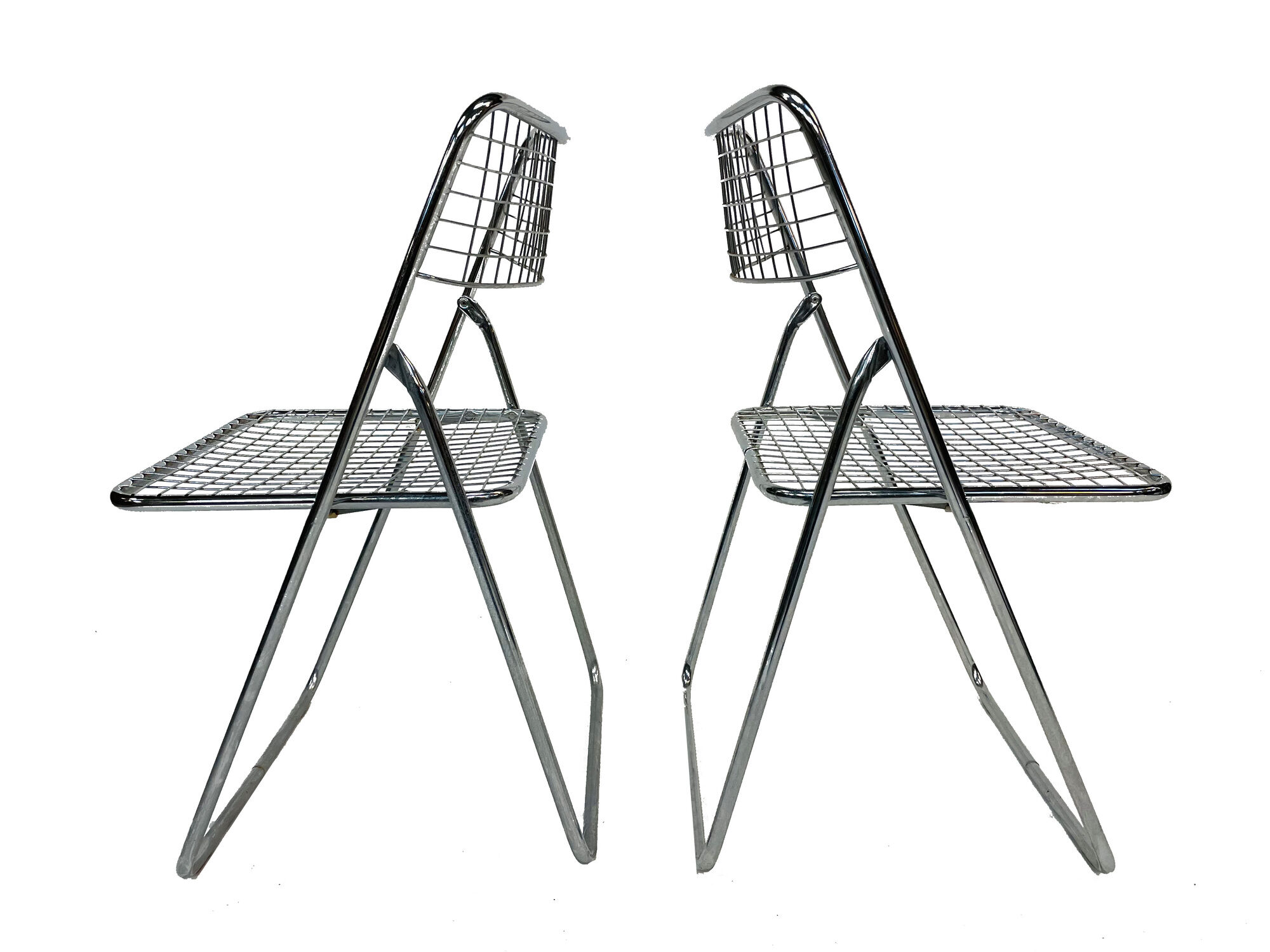 Set of four chrome folding chairs by Niels Gammelgaard for Ikea 1970