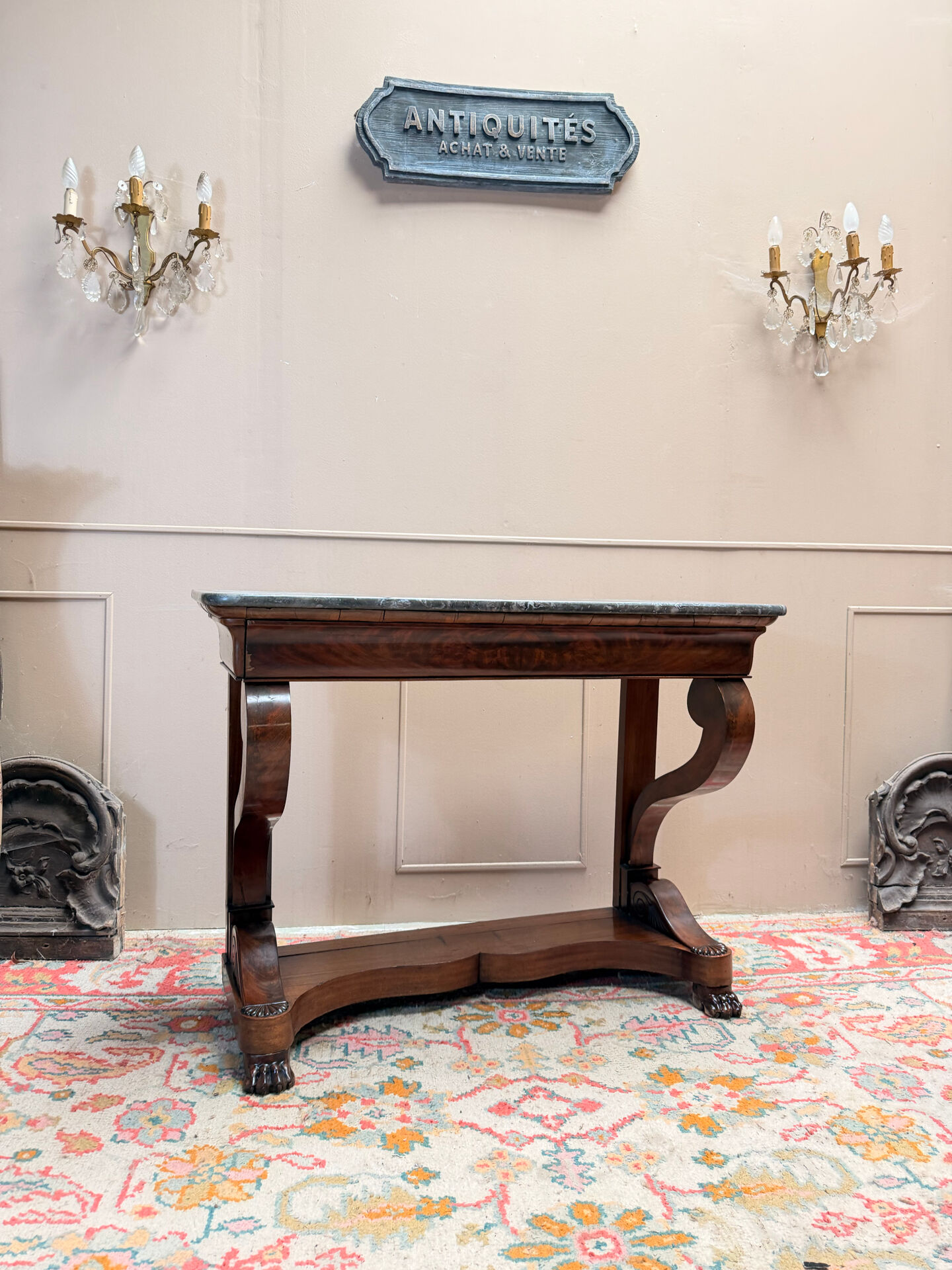 CONSOLE IN MAHOGANY FROM THE RESTORATION PERIOD 19TH CENTURY