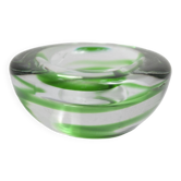 Cendrier Murano transparent et vert emeraude 1960 d10.5cm
