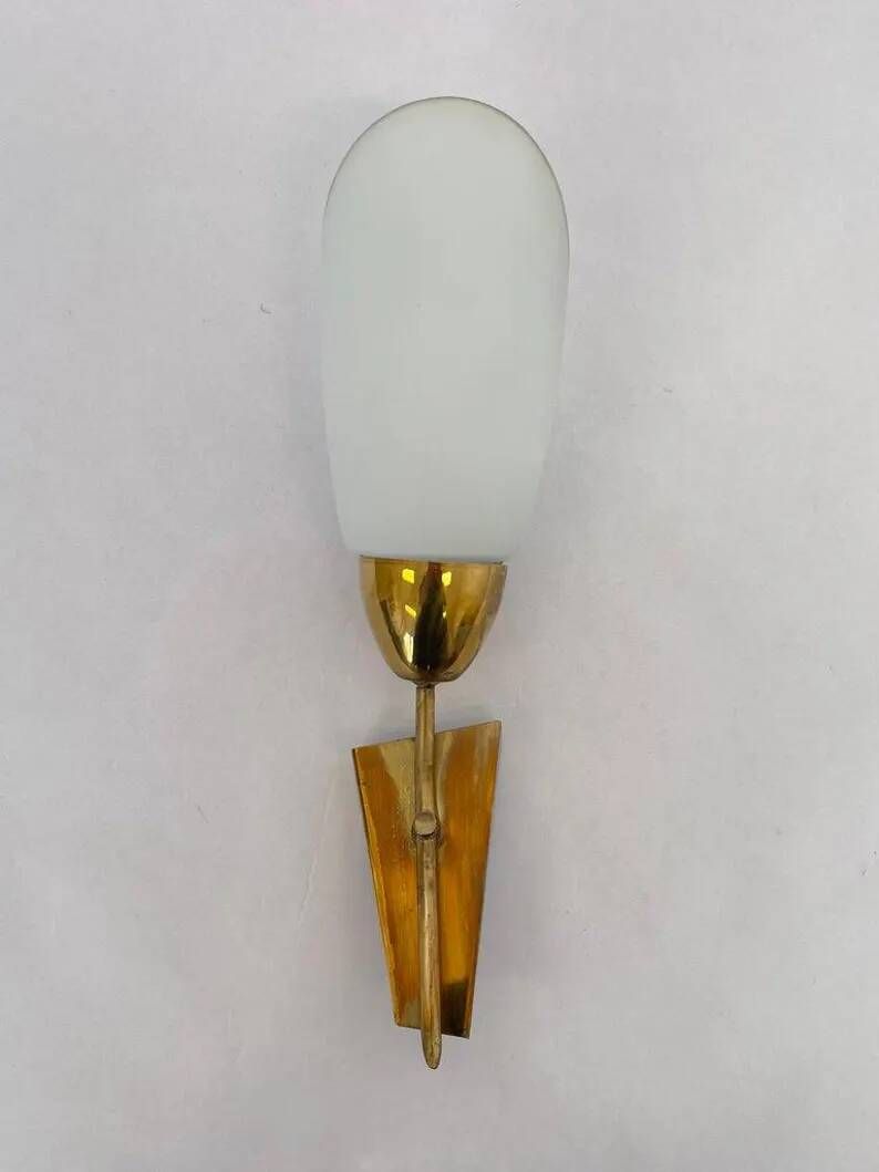 Mid Century Brass and Glass Wall Light/lamp by Kamenicky Senov - around 1970s