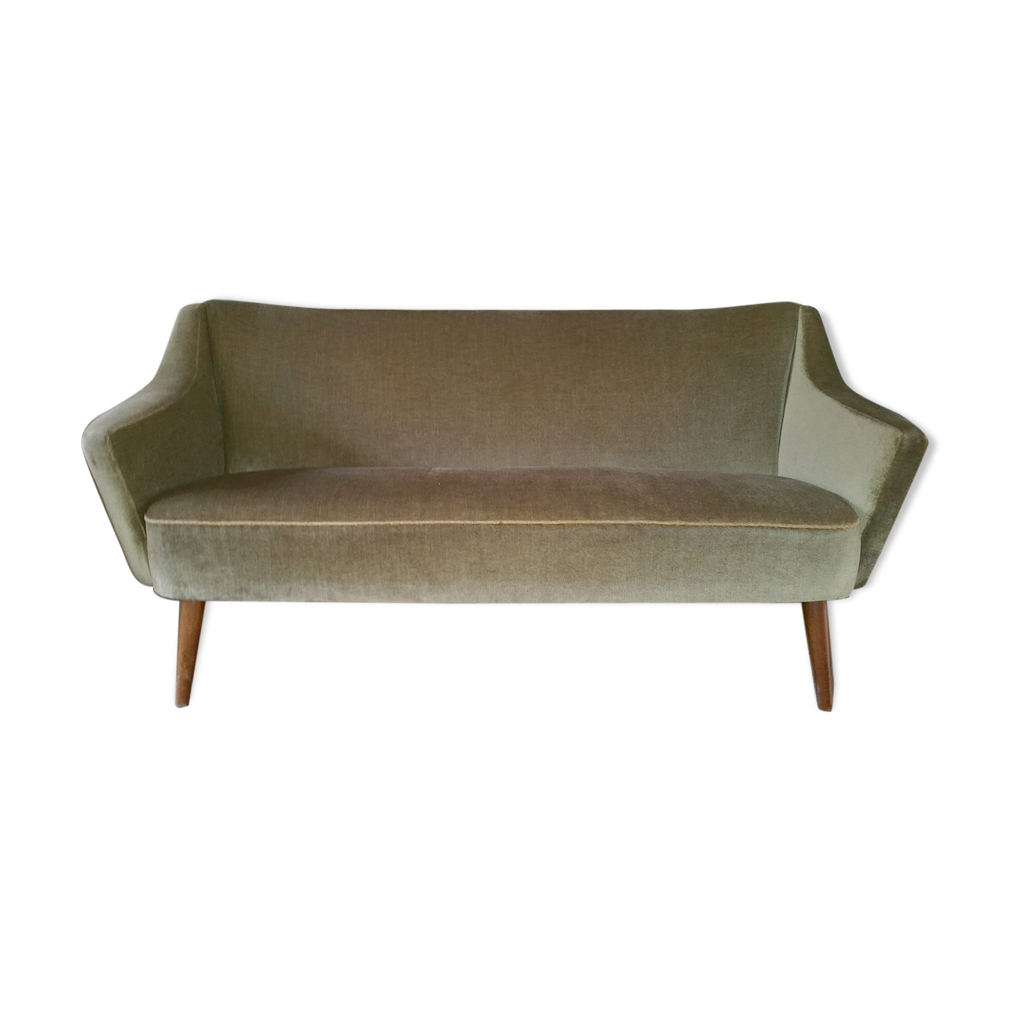 Canapé années 50 60 velour vert