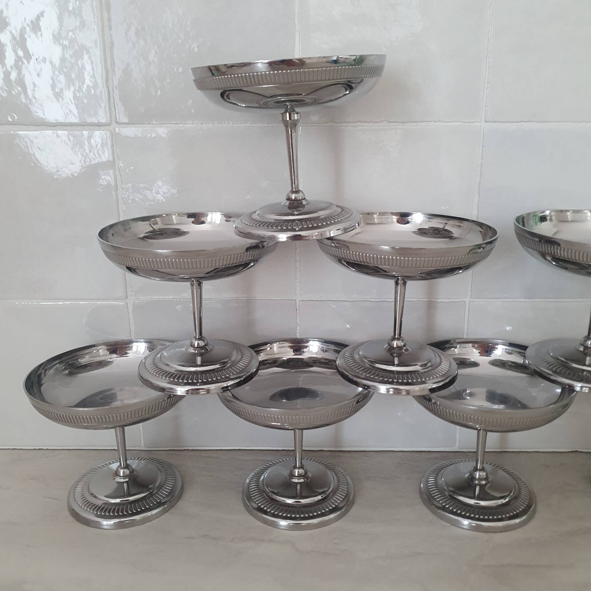 8 stainless steel 18/10 FCA style Létang and Rémi Jean Couzon cups