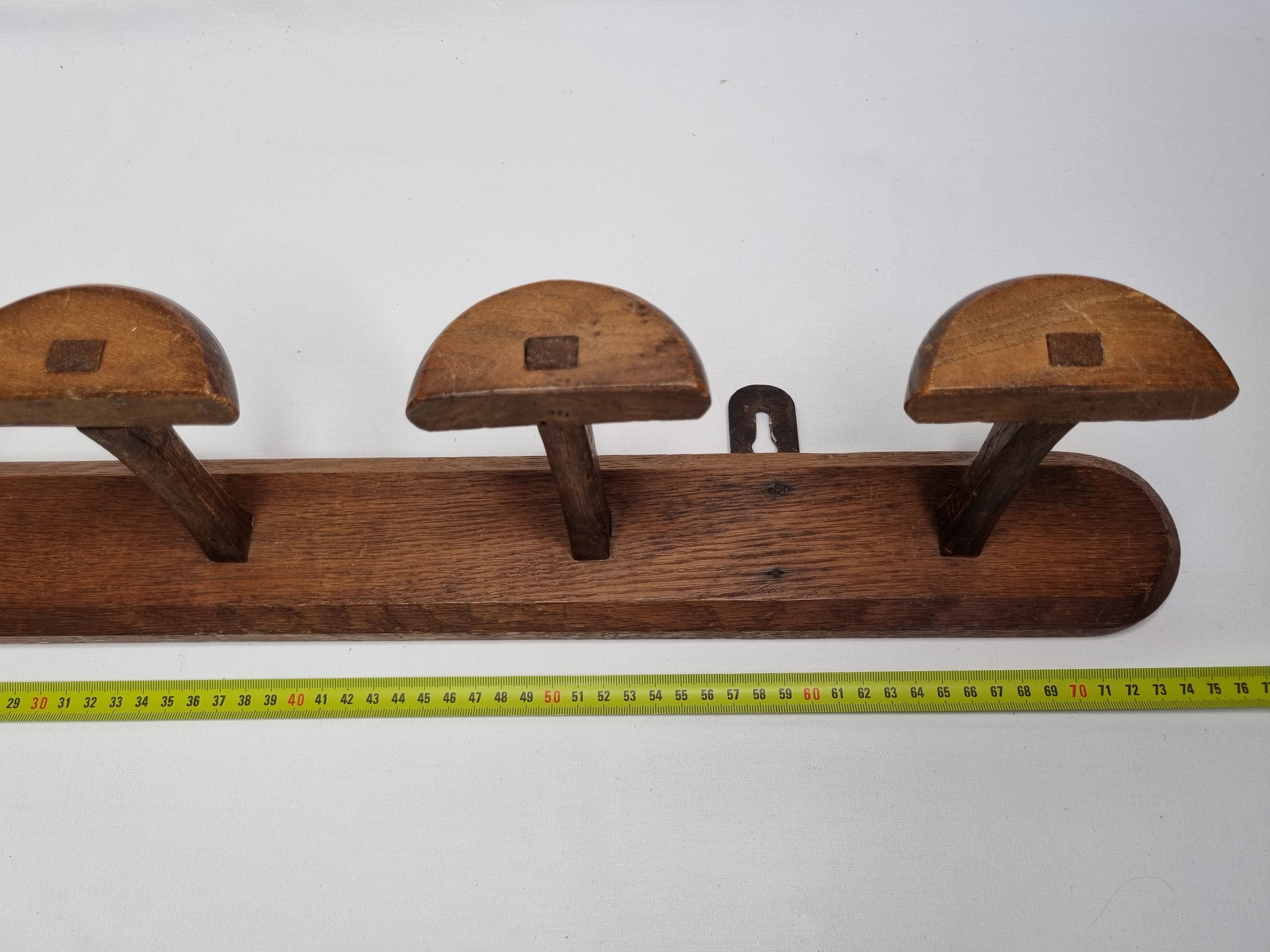 Wall coat rack in solid wood "half-moon" handmade, 75 cm