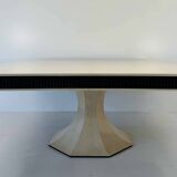 Italian Art Deco Style Square Parchment and Black Lacquer Table, 1980s