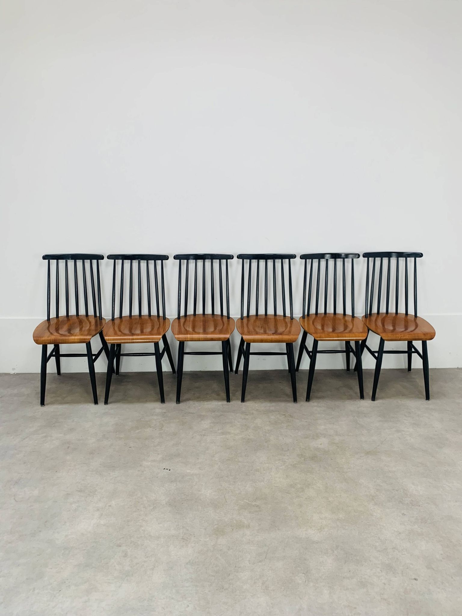 6 chaises Fanett par Ilmari Tapiovaara, scandinave, années 60