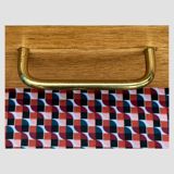 Vintage chest of drawers with compass feet, raw oak, 1960