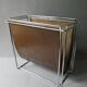 Gérard Rignault Group S.A. magazine rack from the 70s, metal and leather