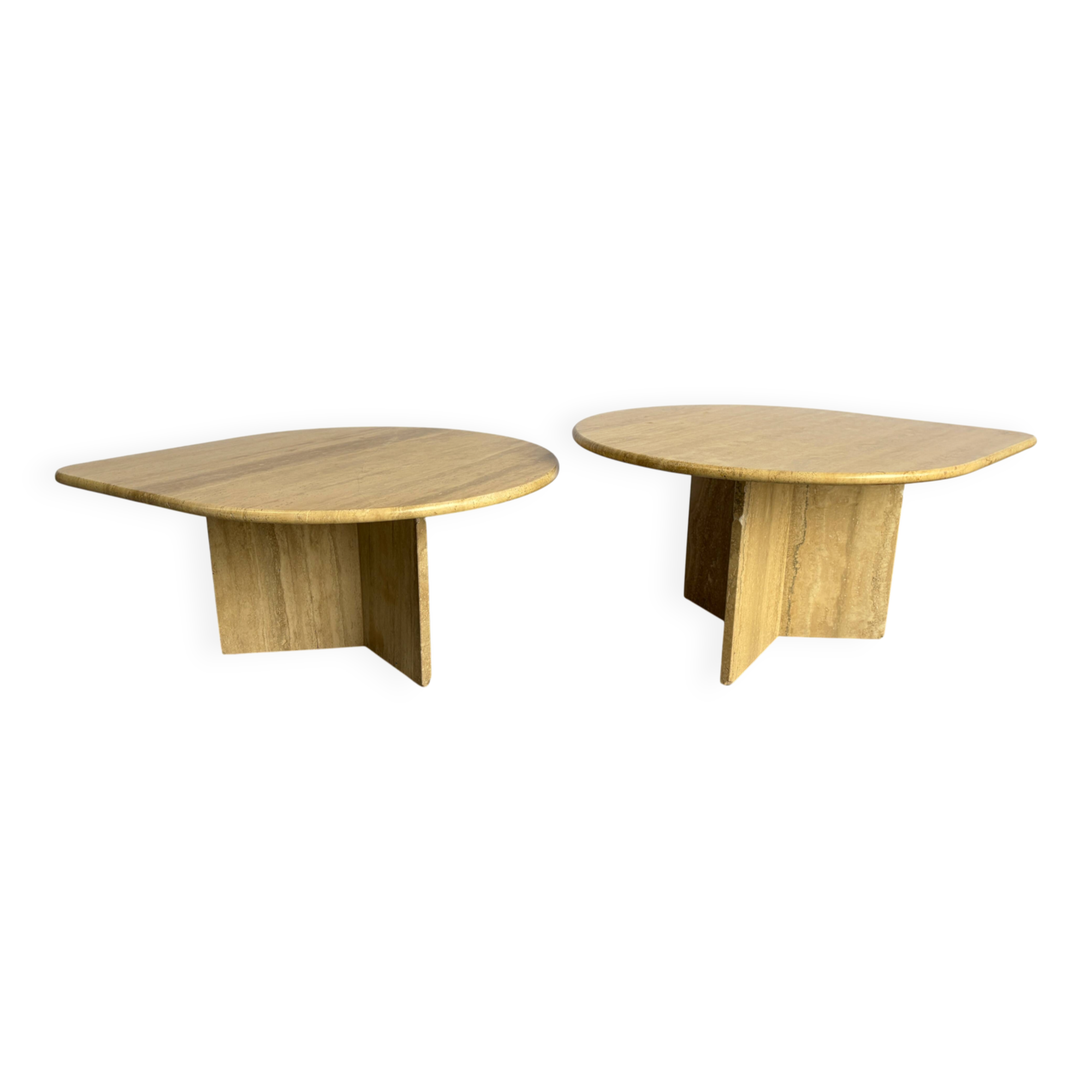 Pair of vintage travertine coffee tables or side tables, 1970s
