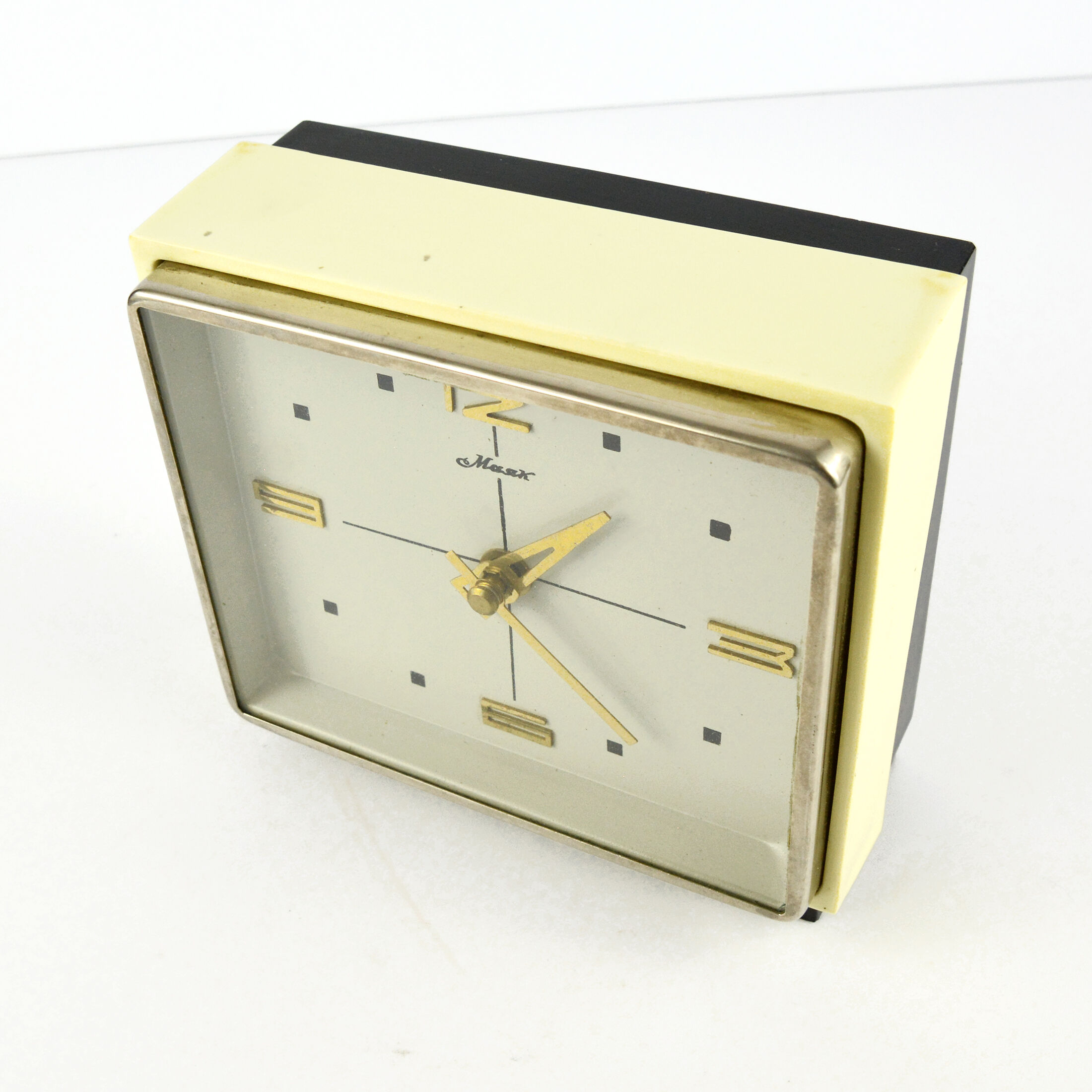 1960s modernist fireplace clock, Majak, USSR