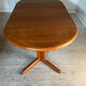 Table scandinave teck ronde vintage pied central étoile extensible
