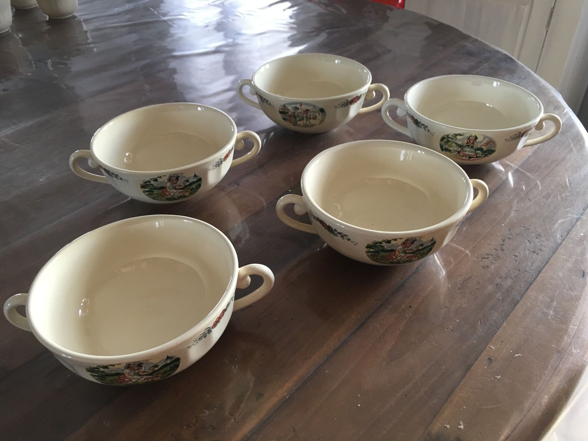 Lot of 5 chocolate bowls Sarreguemines Obernai