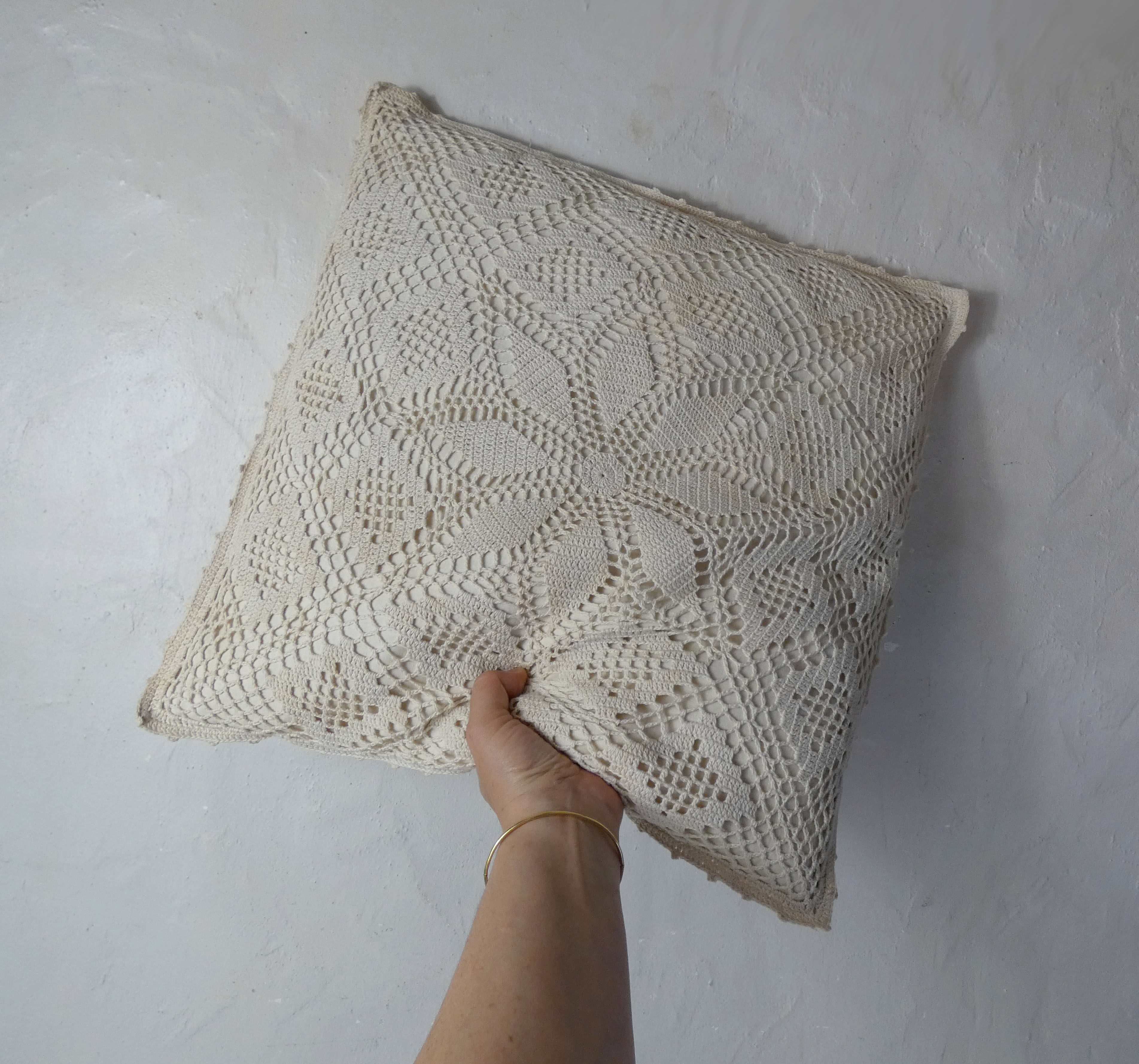 Vintage ecru crochet cushions