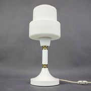 Lampe de Table en Verre Opalin et Laiton Drukov Brno, Tchécoslovaquie, 1970s