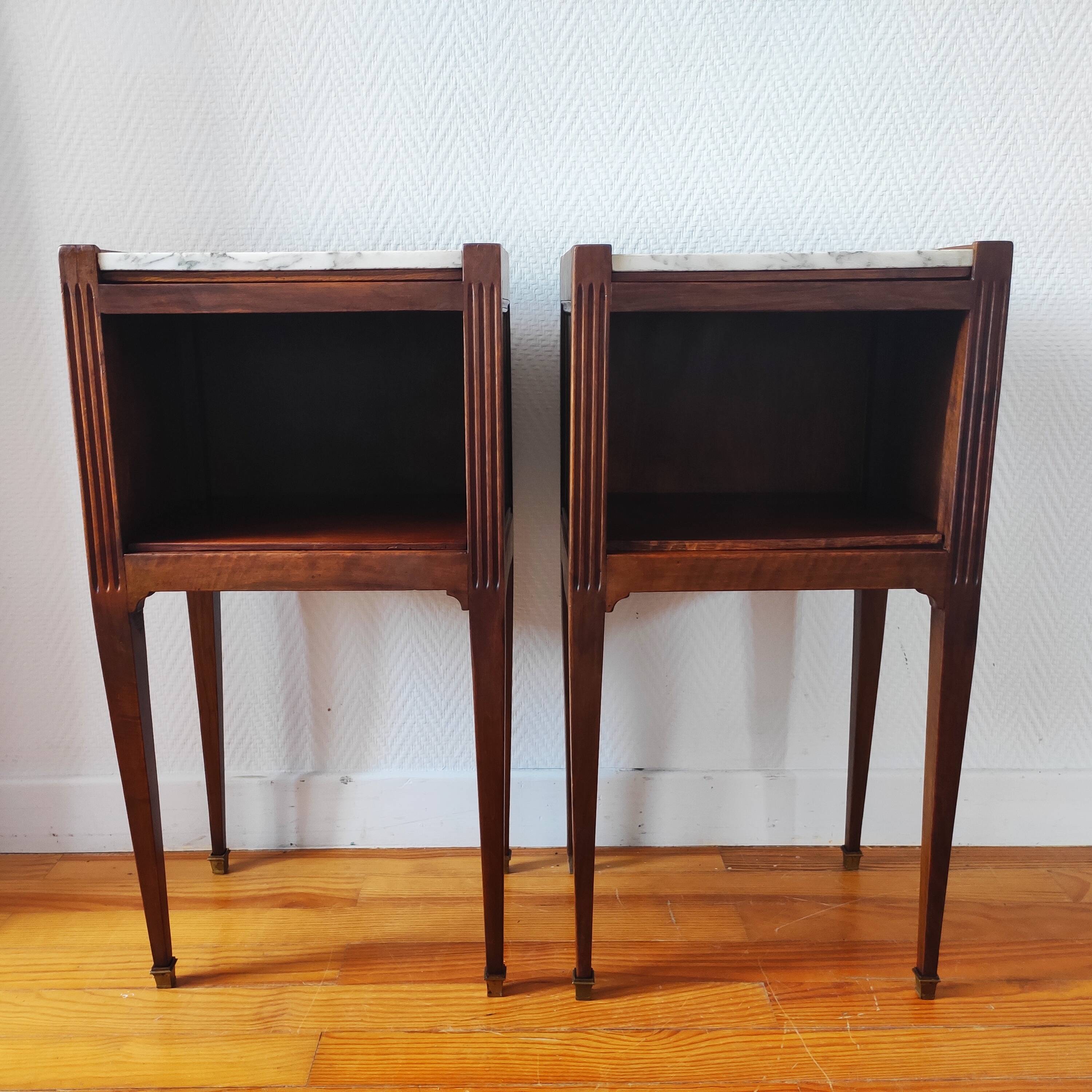 Antique pair of Directoire style bedside tables