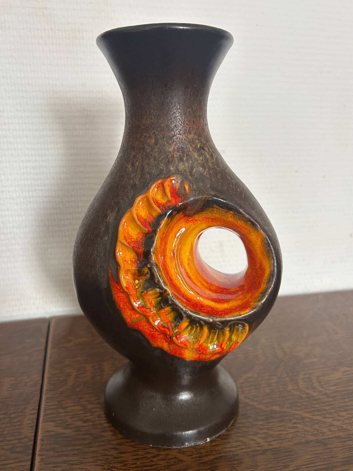 Ceramic vase Fat Lava Orange by Walter Gerhards 1960