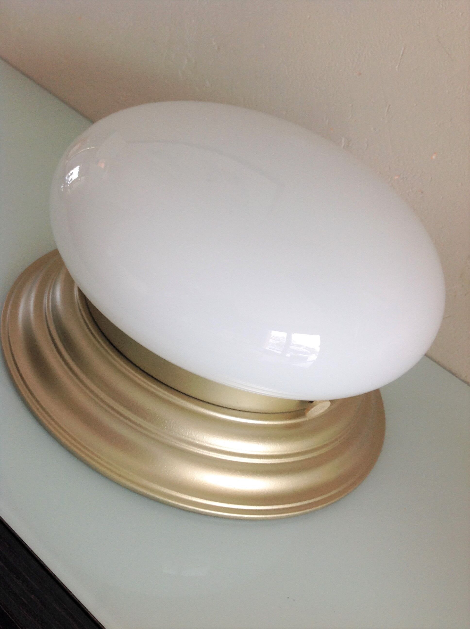 Ceiling lamp globe in white opaline and gold metal art deco style