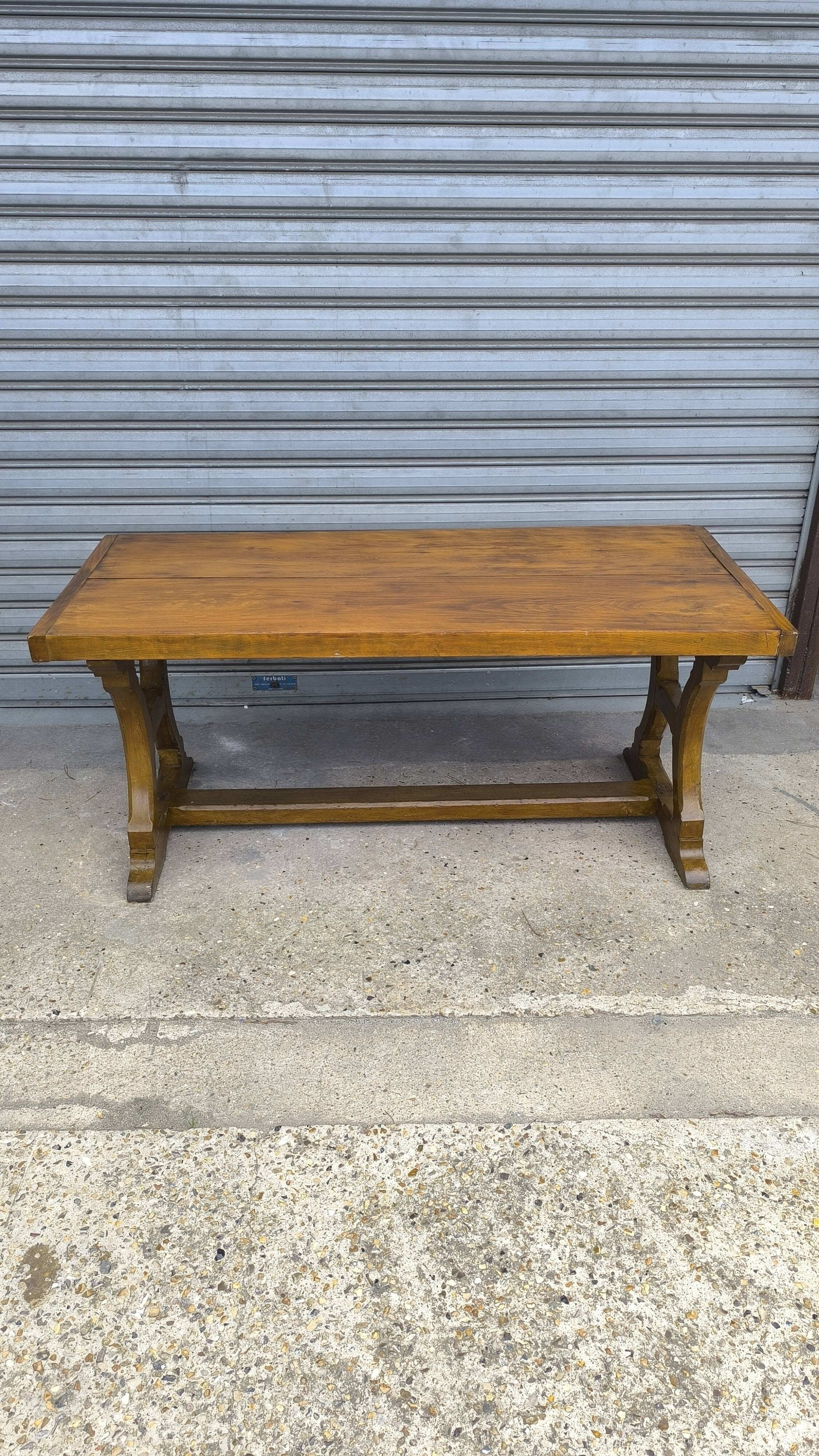 Solid elm farmhouse table, 1920