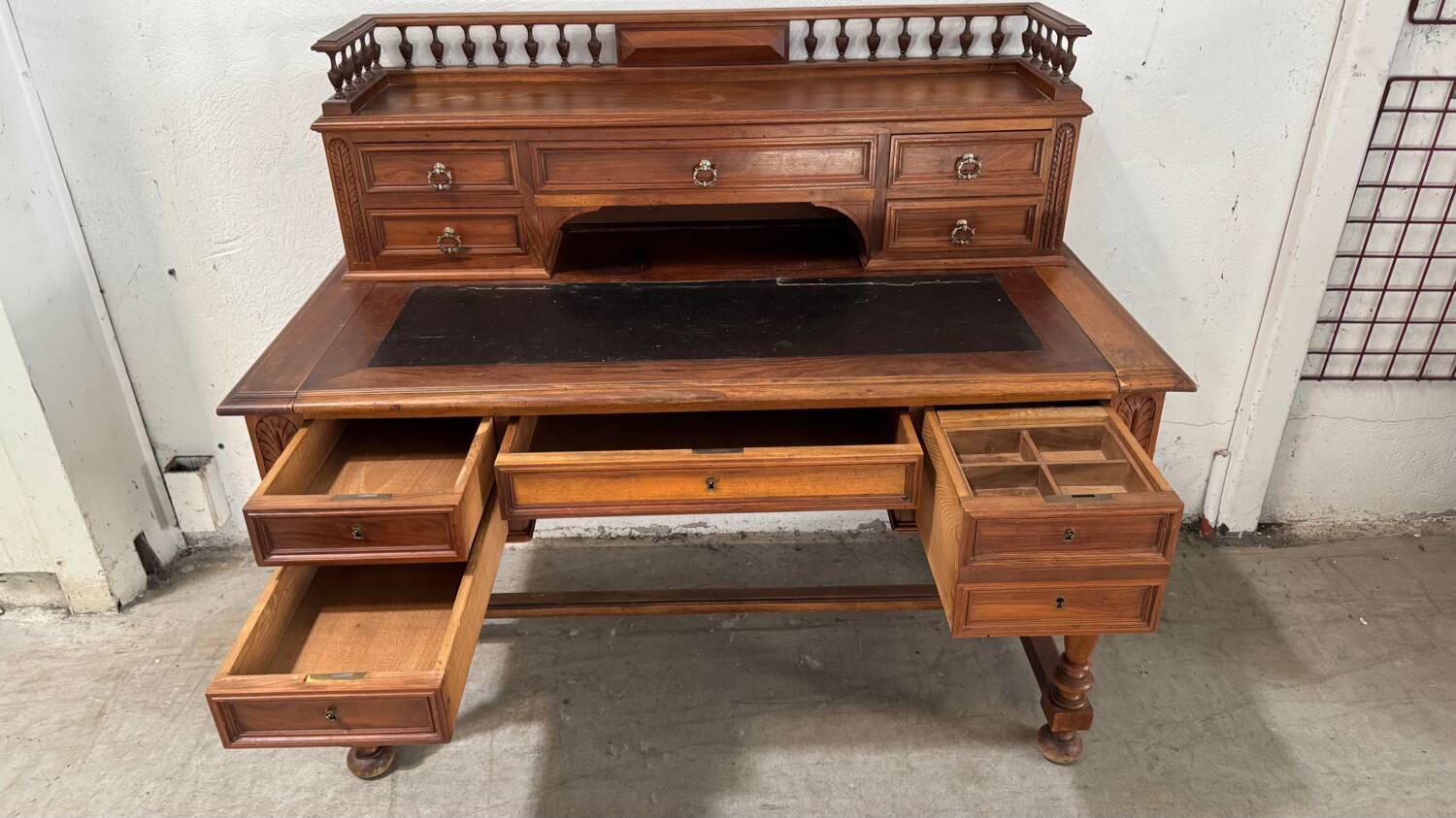 19th century walnut stepped desk