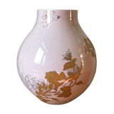 Pale pink and golden earthenware vase