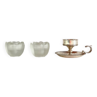 BOUGEOIRS Verre et Métal Argenté VINTAGE