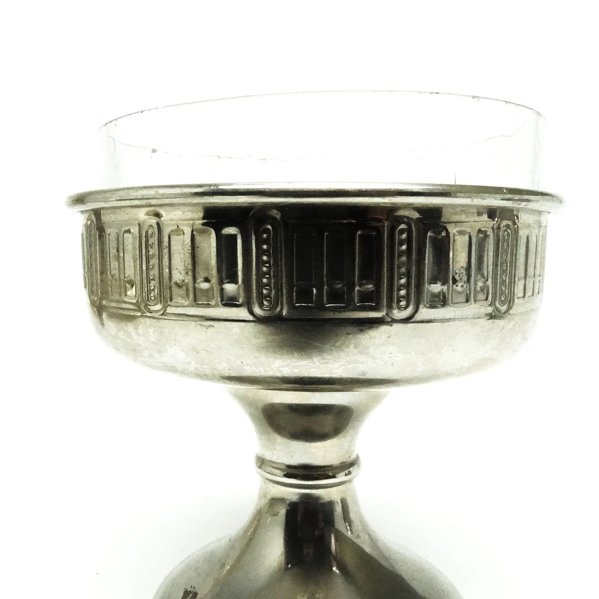Bol à citrons Art Déco, laiton nickelé, verre, Suède, années 1930