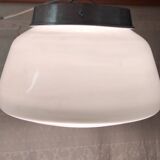 Plafonnier XXL style industriel globe opaline - mid. XXème