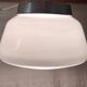 XXL industrial-style opaline globe ceiling light - mid-20th century