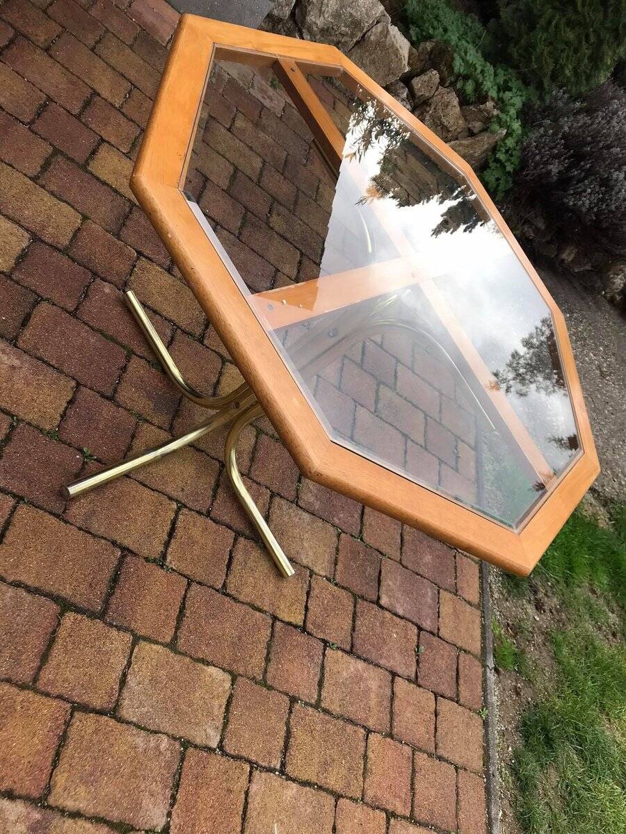 Octagonal Brass & Glass Dining Table