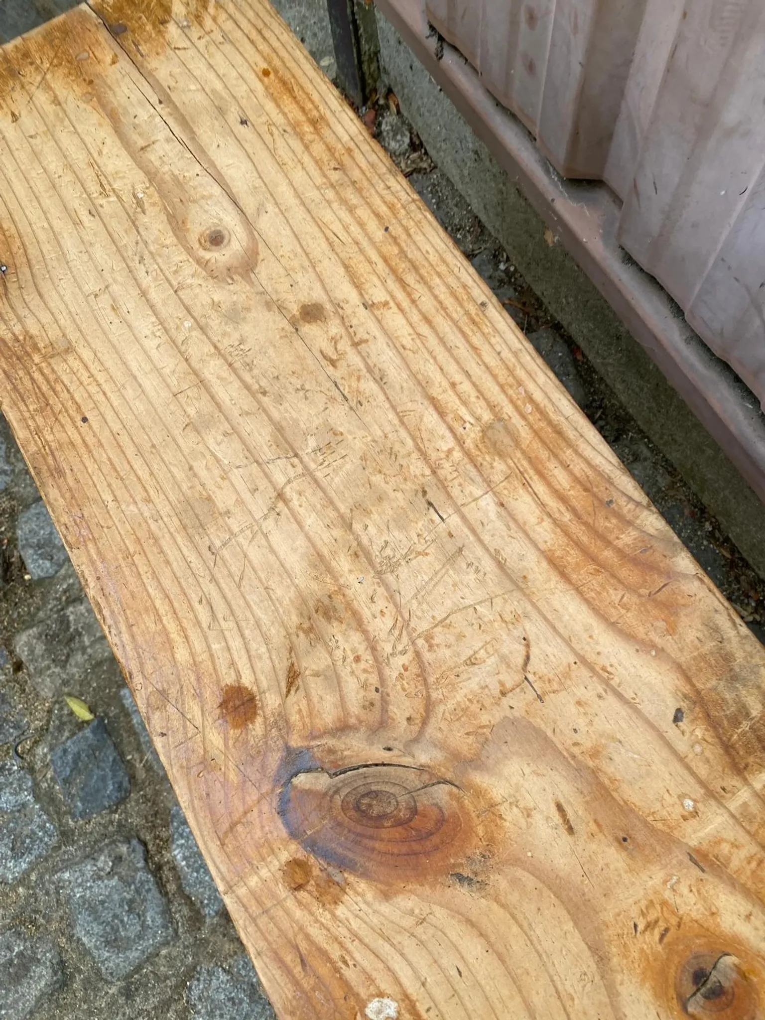 Vintage solid wood farm bench 100 cm – Rustic & chalet style 1960