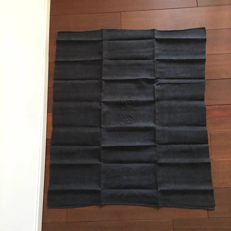 Old embroidered table napkin C C Black