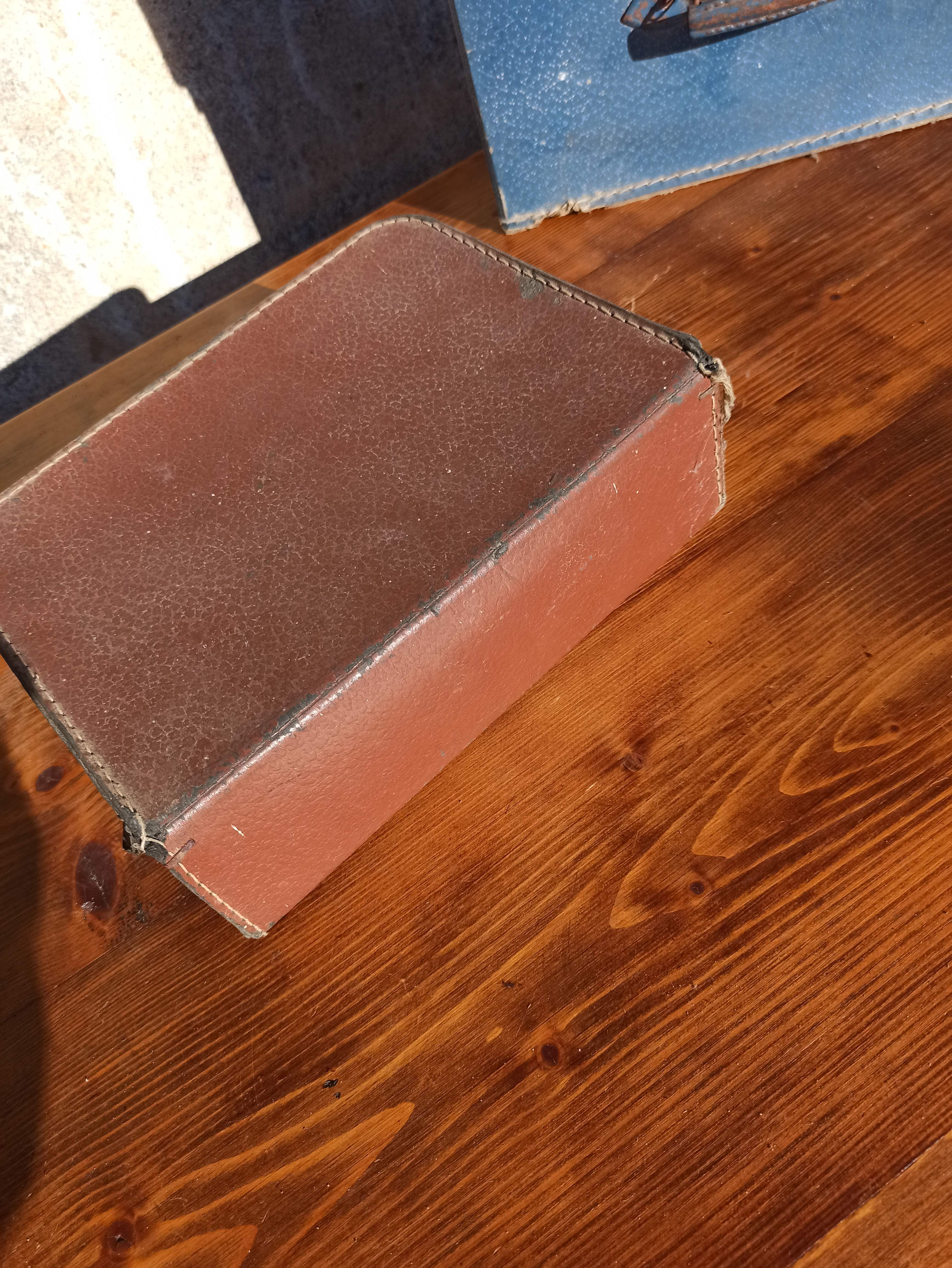Set of 3 old cardboard suitcases