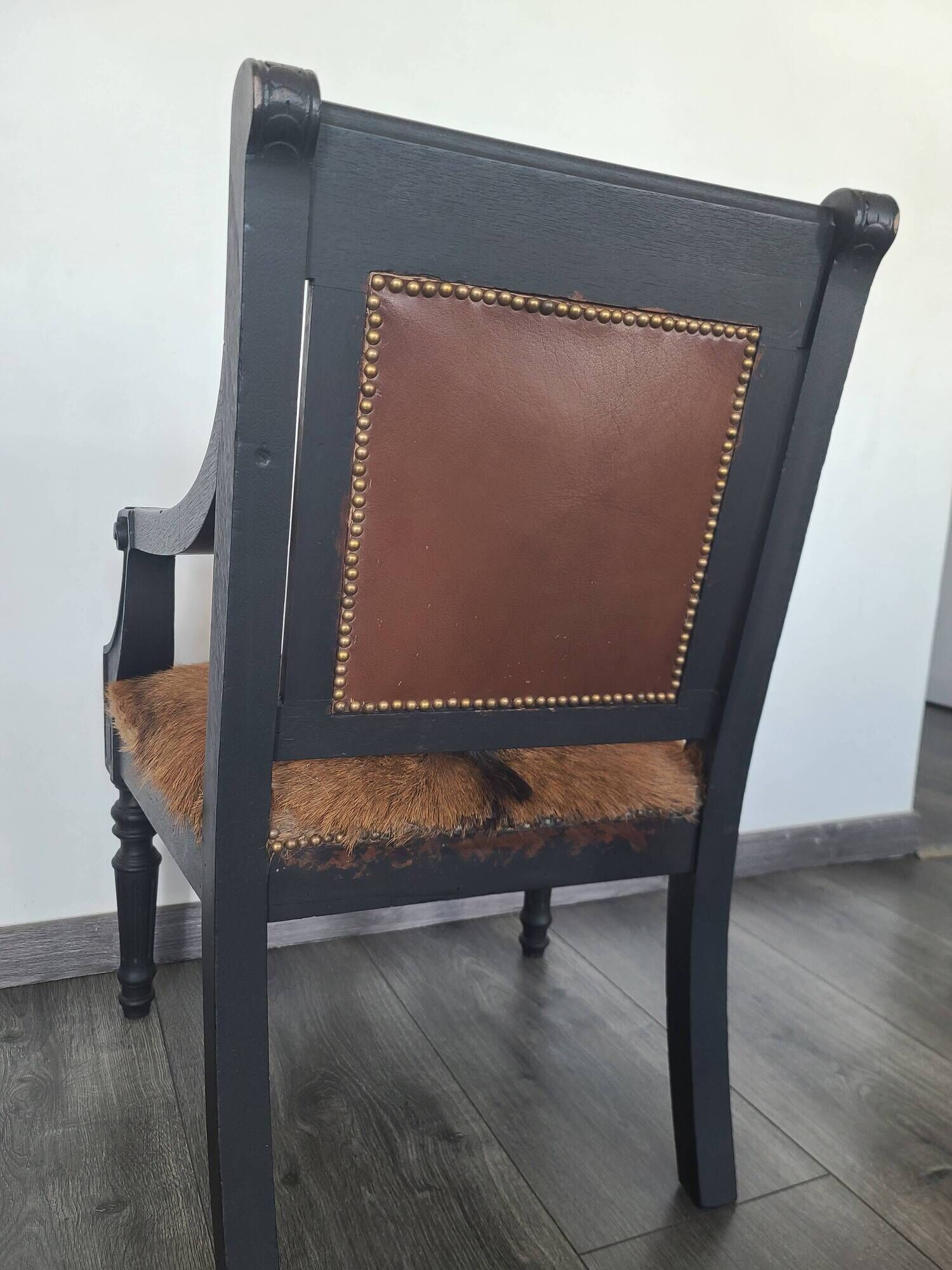 Louis XVI style Jacob armchair in genuine goatskin
